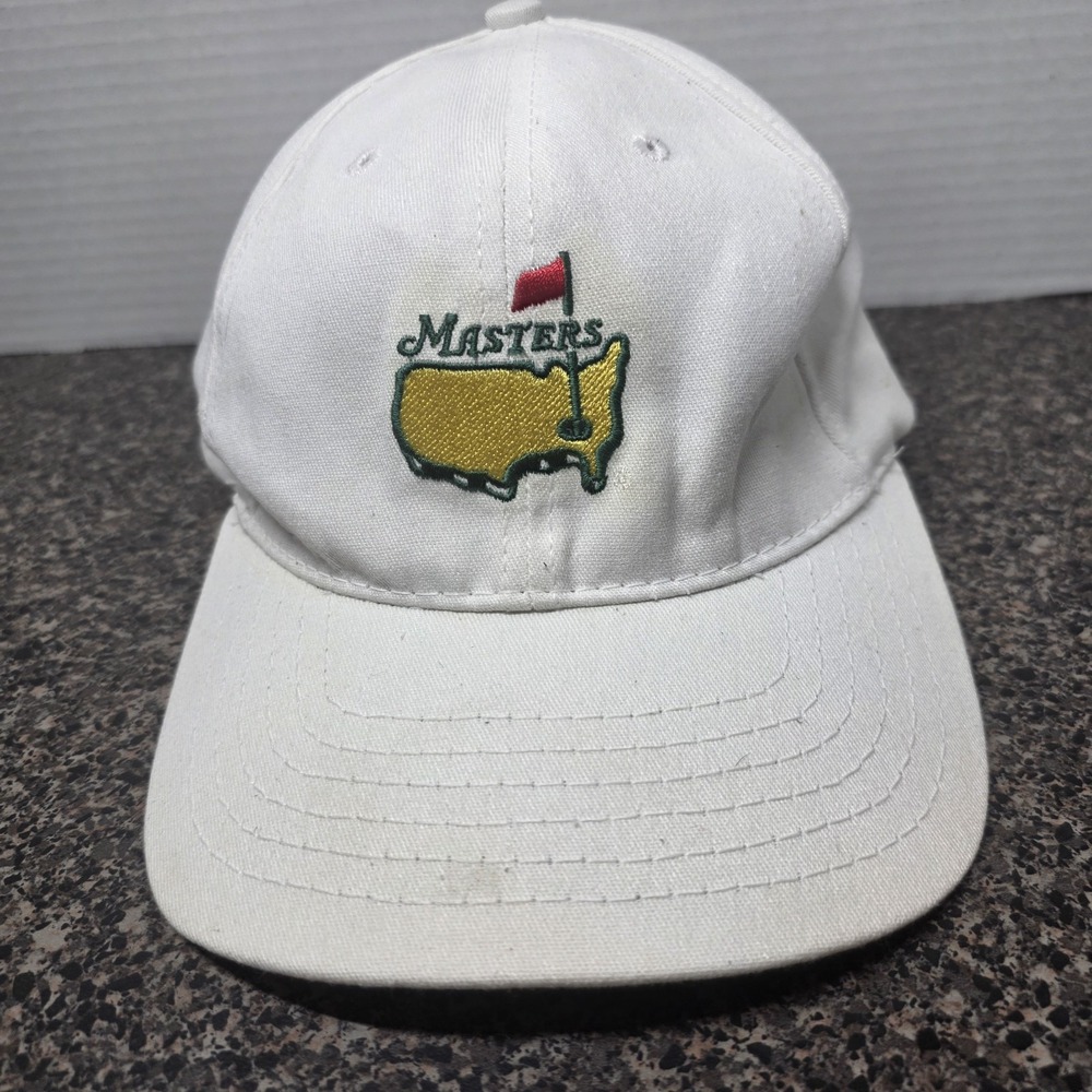 Vintage Masters Golf Hat Men White Strapback Adjustable Augusta American Needle